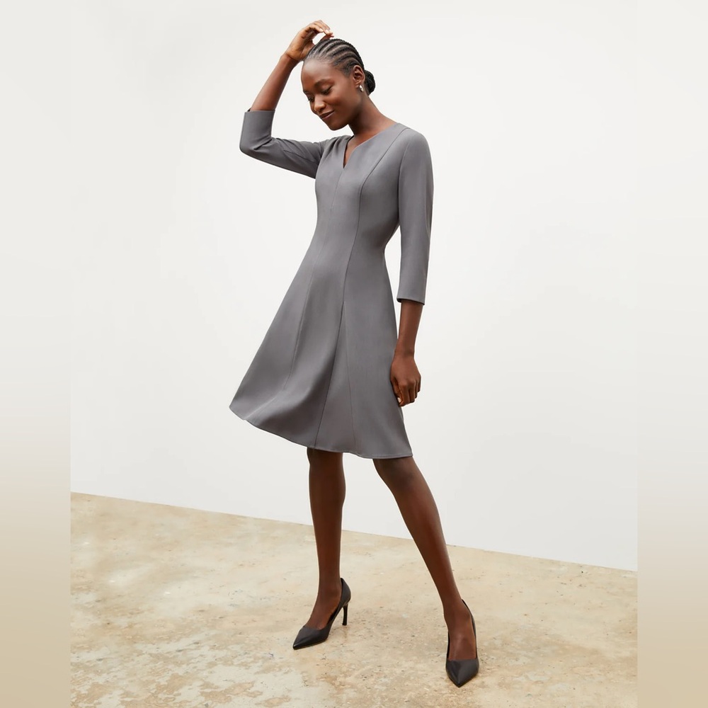 M.M.LAFLEUR RECYCLED WONDERTEX STEEL GRAY THE ERICA DRESS SZ 4